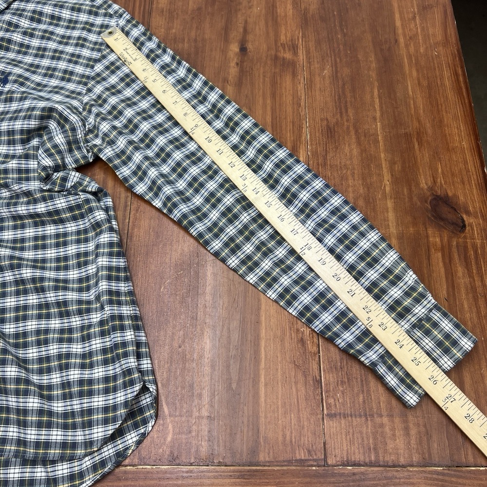 Ralph Lauren Custom Fit Plaid Button Down Shirt Men's XL Blue Green Yellow - Picture 13 of 16